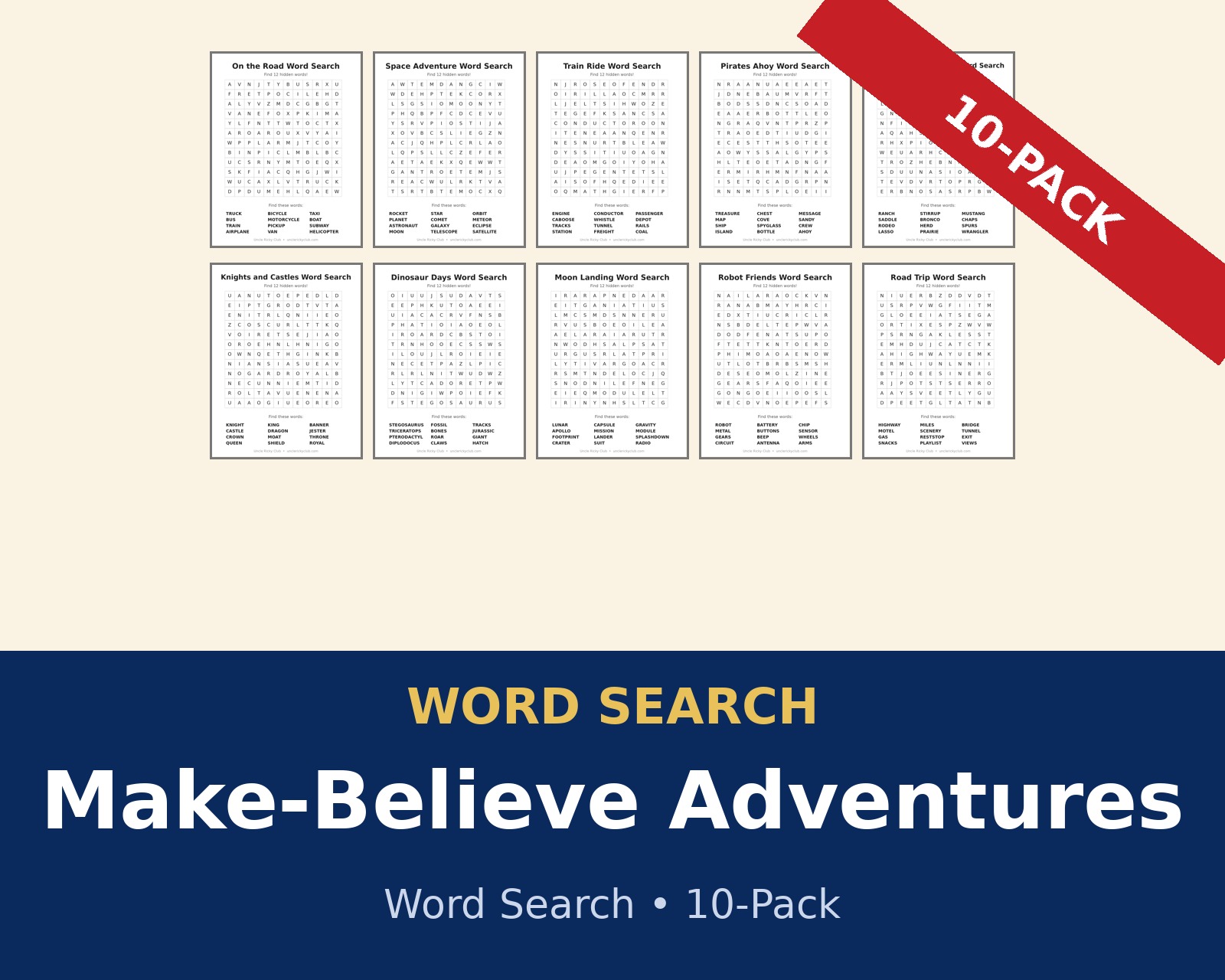 Word Search — Make-Believe Adventures (10-Pack)