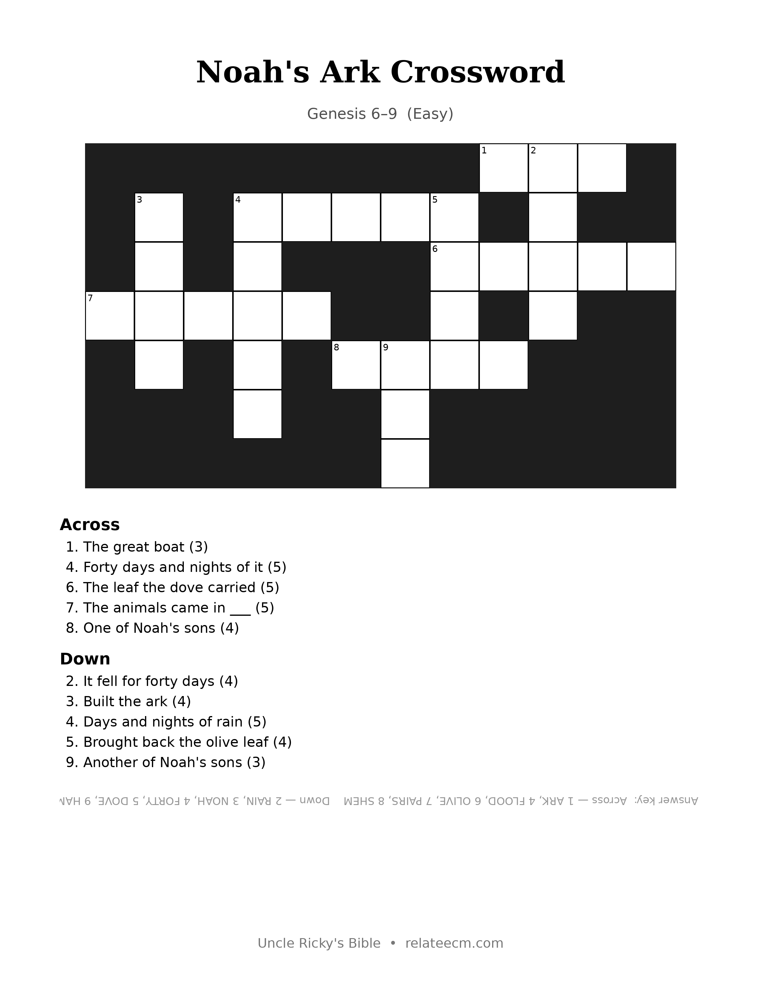 Noah’s Ark Crossword (Easy)