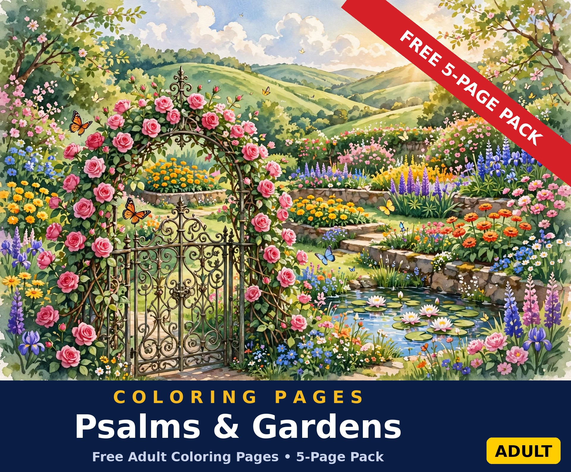 Psalms & Gardens — Free Adult Coloring Pages (5-Page Pack)